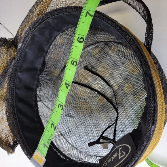 Black and Gold Polka Dots Pillbox Hat Church Hat Weddings - Picture 15 of 15